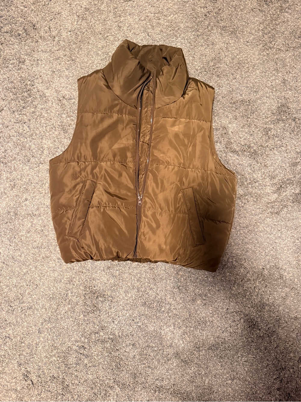 Womens Brown Puffer Vest - Lightweight Insulated Jacket